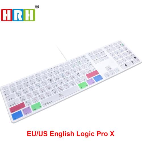 HRH Logic Pro X Hot key Design Keyboard Cover Skin For Apple Keyboard with Numeric Keypad Wired USB for iMac G6 Desktop PC Wired