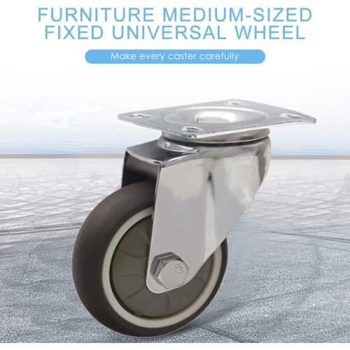 2 Inches Chair Casters Wheels With 304 Stainless Steel Frame Polyurethane Tread Mute No Rust Furniture Casters Replacement