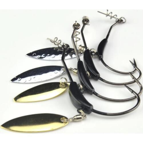 Crank Fishing Hook With The Lead With a Spoon Metal Sequins Add Lead Weight Baits Hook Soft Worm Bait Soft Fishhooks