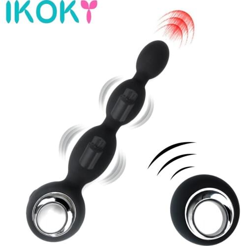 IKOKY Male Masturbator Prostate Massage Wireless Remote Control Anal Beads Vibrator 9 Frequencies Vibration Anal Plug Vibrator