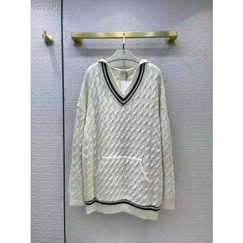 Fyion Runway Fashion Women Hooded Sweater 2021 High Quality Winer Long Sleeve Knitted Pullover Long Sweater