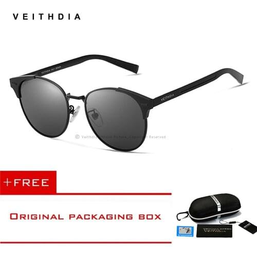 VEITHDIA Brand Design Cat Eye Hd Lens Sunglasses Retro Aluminum Magnesium Polarized Mirror Vintage Sun Glasses For Men Women