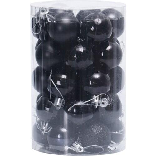 Black Christmas Ball Set 6cm Plastic Round Ball Christmas Tree Decoration