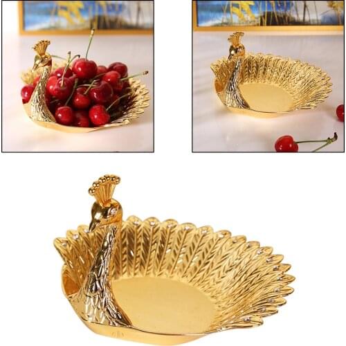European Style Dinner Plate Golden Peacock Serving Dishes Plate Cake Fruit Tray Western Steak Wedding Tray Kitchen Plates