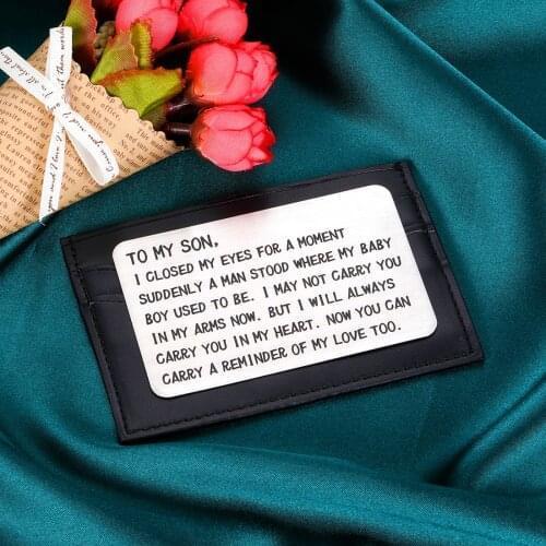 Graduation GiftsTo My Son Wallet Insert I Love You Inspirational Birthday Gifts for Him Boys Teenage Pendant Charm from Mom