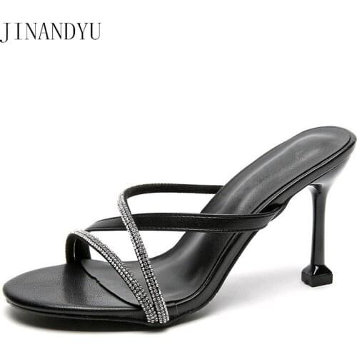 High Heels Women Slippers Sandals Summer Woman Shoes Big Size 43 Outdoor Sandals Fashion Ladies Slippers Black Stiletto Heels
