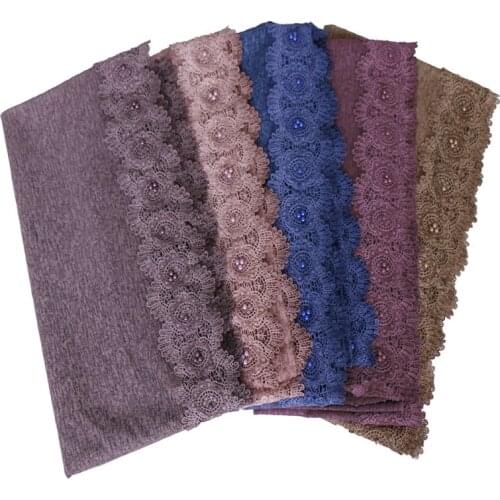 Fashionable Floral Edges Scarves Shawl Women Wrap Quality Cotton Soft Islam Muslim Hijabs Turban Ladys Headscarf Stole 85*180cm