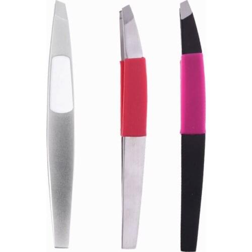 Stainless Steel Sandblasted Silica Gel Comfortable Beveled Eyebrow Clip Tweezers Eyebrow Clip Thickening Makeup