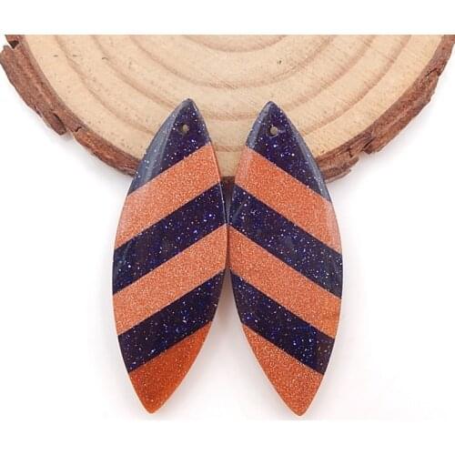 Blue Sand Sun Sitara,Red Sand Sun Sitara Intarsia fashion Earrings,Handmade DIY Jewelry Making Earring Pair,43x15x4mm,8.2g