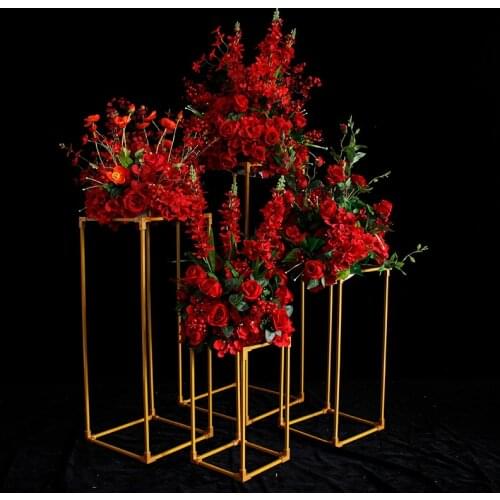 Wedding Square Road Lead Wrought Iron Three-dimensional Box Five-piece Decoration Wedding Arrangement T Platform Road