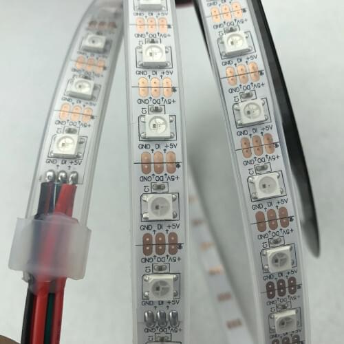 4m DC5V WS2812B led pixel srip,IP68,60pcs WS2812B/M with 60pixels;white PCB, in silicon tube
