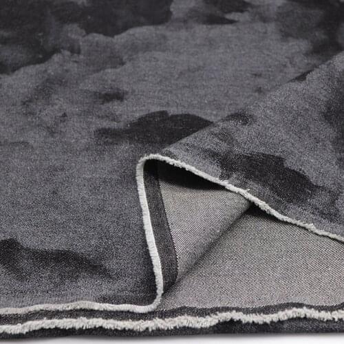 Thick Black Tie-dyed Jeans Fabric After Washing Fashion Denim Fabrics For Pants Jackets Blazer DIY Sewing Needlework Materials