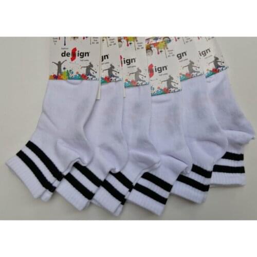 Unisex Child White Striped Booties Socks Daily Cotton 6'lı