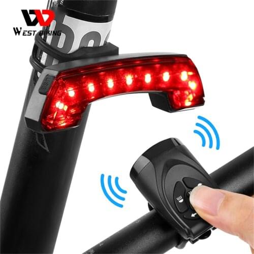 WEST BIKING Bike Taillight With Remote Control Horn Riding Turn Light 5 Modes LED Lamp MTB Cycling USB Chargeable Bicycle Lights