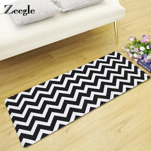 Zeegle Black Stripe Pattern Kitchen Floor Mat Carpet For Living Room Kid Room Non-slip Mat Kitchen Carpet Entrance Door Mat