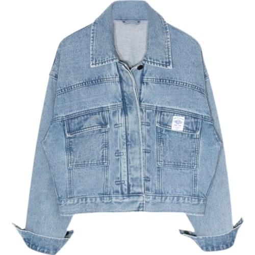 2021 Spring Vintage Short Denim Jacket Women 2021 Korean Long Sleeve Single-Breasted Loose harajuku Jeans Coat Female Tide G888