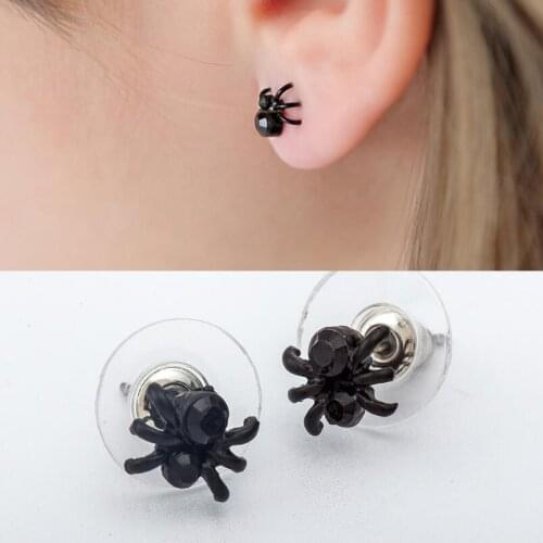2021 New Ins Fashion 1 Pair Cute Funny Black 3D Spider Ear Stud Earrings Hot Selling Unique Punk Earrings gifts For Women Gifts