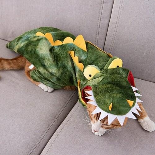 Winter Warm Pet Dog Cat Clothes Funny Crocodile Transformed Jacket Funny Halloween Cosplay Costume Party Jacket outfit Pet suppl