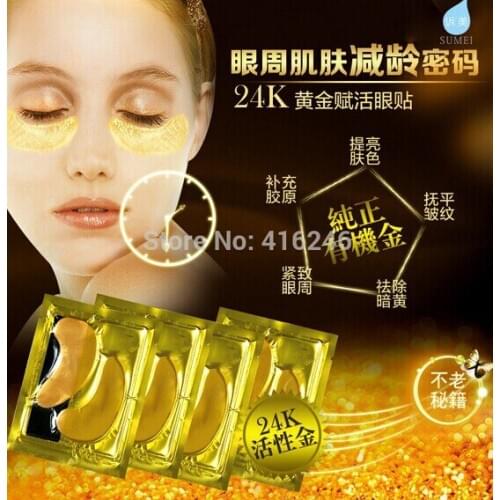 Gold Eye Mask 40pcs=20packs Golden Crystal collagen eye mask anti-Dark Circle Moisturizing Anti-Aging hyaluronic acid eye mask