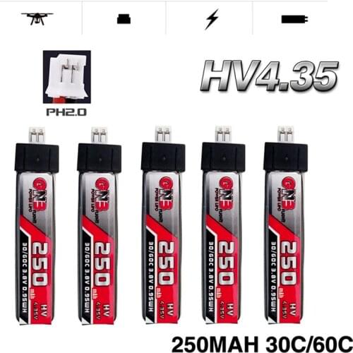 1/2/3/4/5PCS Max 60C GNB 1S 3.8V 250mAh 4.35V HV Lipo battery for QX65 Blade Nano QX CPX MSR Inductrix FPV Tiny7 Beta65S Drone