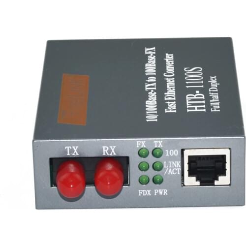 1pc HTB-1100S-25KM-FC Optical Media Converter 10/100Mbps 25KM RJ45 Single-mode Duplex Fiber SC port Converter