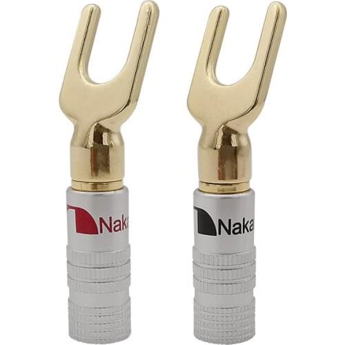 2Pcs Y/U-type Banana Plugs Cable Wire Connector Fork Spade Banana Speaker Plug Adapter Audio Terminals for Binding Post