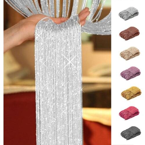 200x100 Cm Luxury Crystal Curtain Flash Line Shiny Tassel String Door Curtain Window Room Divider Home Decoration Cortains