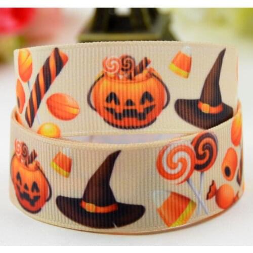 22mm 25mm 38mm 75mm Ruban satin Halloween Candy Cartoon Character printed Grosgrain Ribbon party decoration X-01627 10 Yards