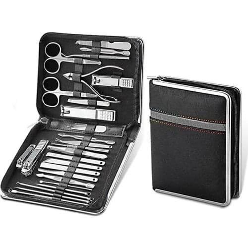 26Pcs Set Stainless Steel Nail Clipper Cutter Trimmer Pick Grooming Kit Manicure Set Pedicure Toe Nail Art Beauty Tools Kit