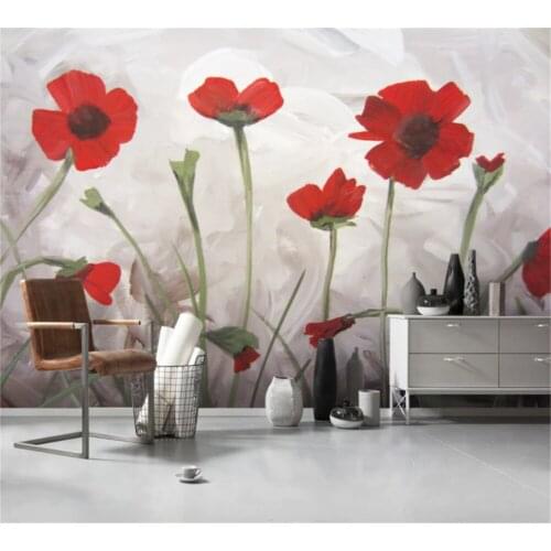 Beibehang Customized Wallpaper 3D Modern New Chinese Fashion Hand-painted Flower Oil Painting Mural TV Background Wall