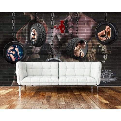 Beibehang 3d wallpaper mural retro nostalgic tire fitness gym background wall papers home decor papel de parede wall paper