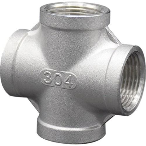 1/8" 1/4" 3/8" 1/2" 3/4" 1" 1-1/4" 1-1/2" NPT Female Thread 304 Stainless Steel 4 Way Cross Coupling Pipe Fitting Connector