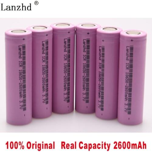 6pcs/lot 3.7V 2600mAh Lanzhd Original 18650 rechargeable li-ion Battery For ICR18650-26F 18650 26F batteries li ion