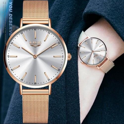 LIGE new Women Watches top brand luxury casual fashion watch ladies Wristwatch Waterproof Clock Slim Quartz Ladies Watch+Box