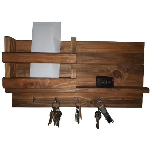 Decorative Wood Wall Key Chain Strap Natural Pine Wood Handmade Wood Rack