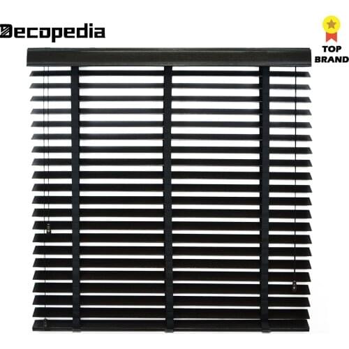 Wooden Window Blinds Shutter Ladder Tape Eco-friendly Sun Shades Brown Venetian Blinds for Tearoom Store Home Living Room