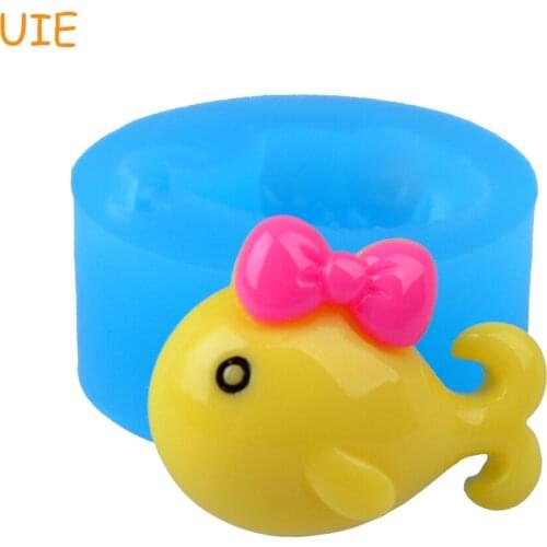 DYL419U 25.5mm Dolphin with Bowknot Silicone Mold - Sea Animal Mold Fondant, Cake Topper, Sugarcraft, Jewelry, Resin, Food Safe