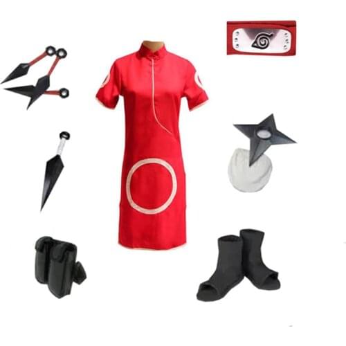 Haruno Sakura Free Shipping the last Cosplay costume Anime custom Haruno Sakura Women Girls Dress Halloween Cosplay Clothes Set