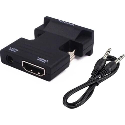 HDMI-compatible Female To VGA Male Converter 3.5mm Audio Cable Adapter 1080P FHD Video Output for PC Laptop TV Monitor Projector