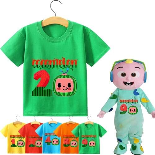 Cocomelon Baby T Shirt Infant Birthday Digital Cotton Shirt Boy Girl Summer Children Clothes Cartoon Jj Yoyo Letter Tops Tees