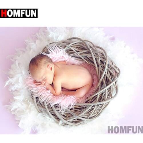 HOMFUN Full Square/Round Drill 5D DIY Diamond Painting "Baby child" Embroidery Cross Stitch 5D Home Decor Gift A18048