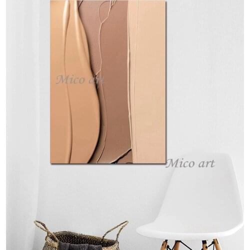 Concise Style Abstract Oil Painting With Yellow-brown Texture New Arrival Home Decoration 100% Handpainted Unframed Painting