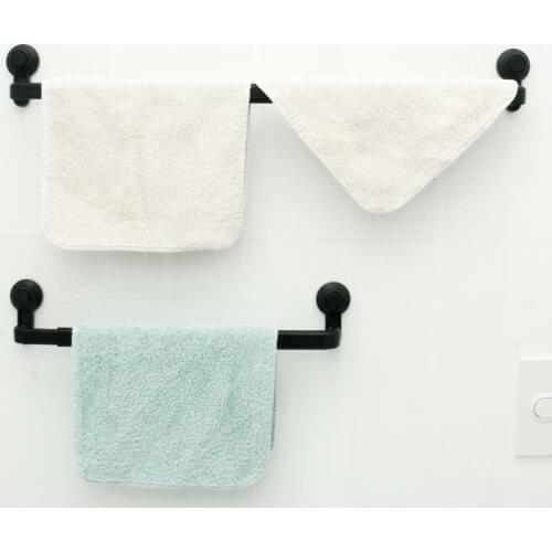 KLX Aluminum alloy Suction cup Towel bar bathroom Punch free towel rack hanger kitchen Storage Shelf holder Adjustable 52-82CM