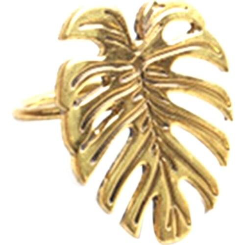 6Pcs Gold Leaf Napkin Rings for Wedding Dinner Party Christmas Kitchen Gold Leaf Serviette Buckle Napkin Decoration-ABUX