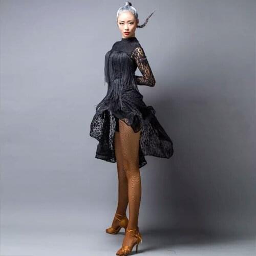 Salsa dance costume women costume Lady sexy lace Tango Latin Samba Rumba Ballroom Dancing Dress black
