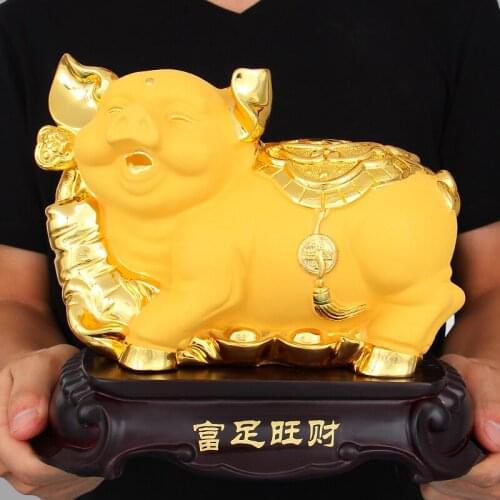 Chinese Style Creative Lucky Pig Animal Resin Decorations Auspicious Gifts Living Room Bedroom Office Desktop Decorations