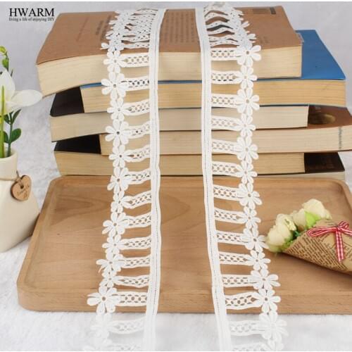 2yard 6.3cm lace fabric ribbon wedding decoration for home gift quality single-sided milk silk water-soluble embroidery lace