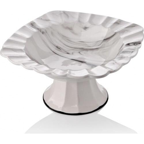 Queens Kitchen Marble Pattern Pedestal Fruit Bowl & Salad