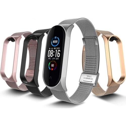 Milanese Strap For Xiaomi Mi Band 3 4 Wrist Metal Bracelet Stainless Steel MIband for Mi Band 4 3 Strap Wristbands Silver Black