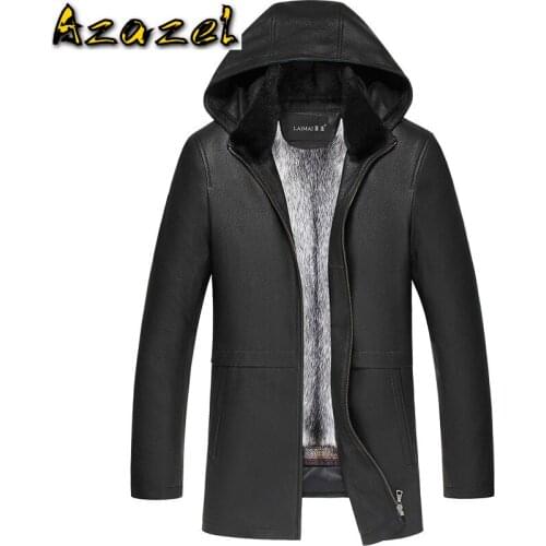 Azazel Winter Jacket Men Real Fur Coat for Men Deerskin Genuine Leather Jacket Mens Mink Jackets Parka LN-181306 KJ2301